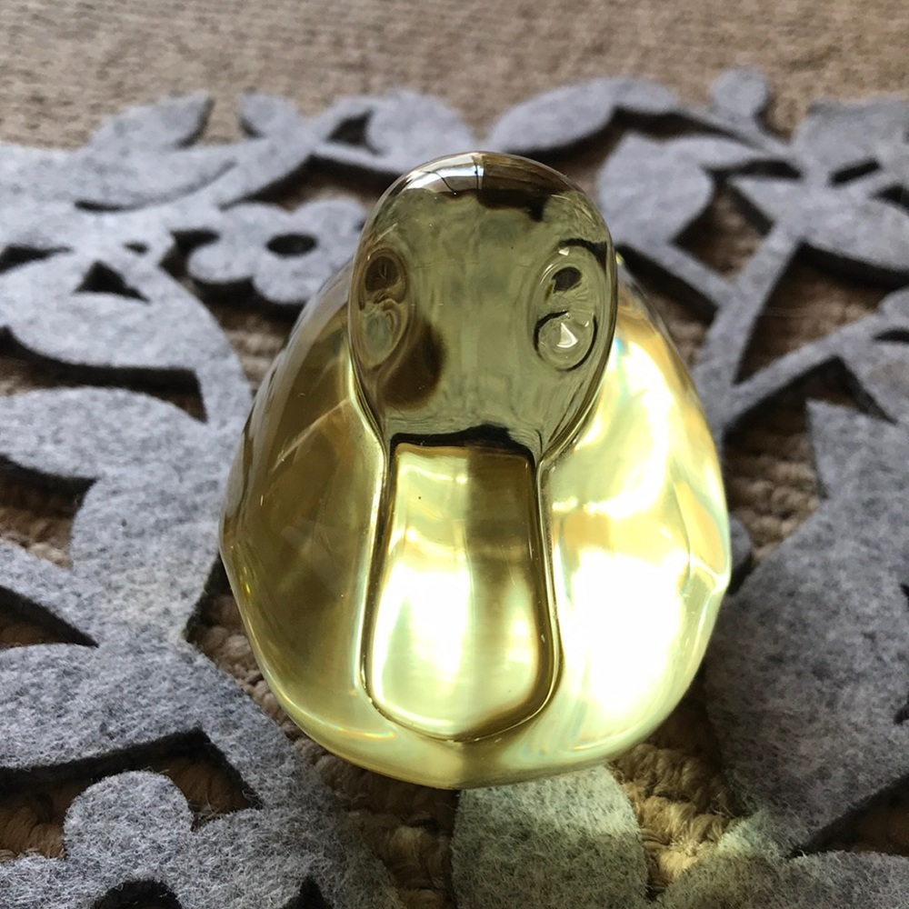 Baccarat crystal. GORGEOUS, rare, canary yellow Crystal Duck.